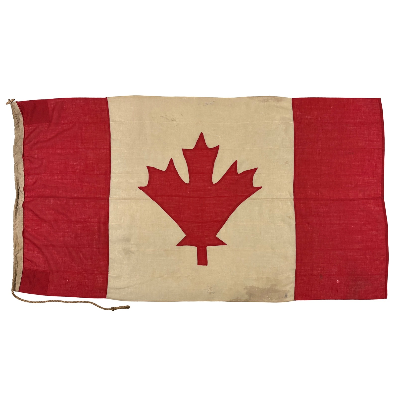 Large Vintage Wool Canada Sewn Maple Leaf Flag Canadian Old Cloth Textile Art