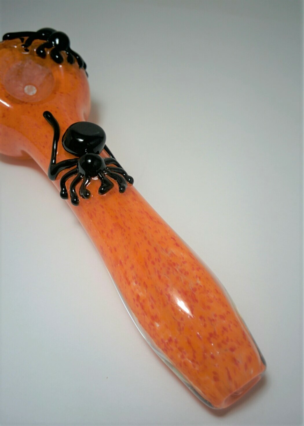 Glass Tobacco Smoking Pipe - Black Spiders on Pumpkin - Made in Colorado, USA Glass Tobacco Smoking Pipe - Black Spiders on Pumpkin - Made in Colorado, USA