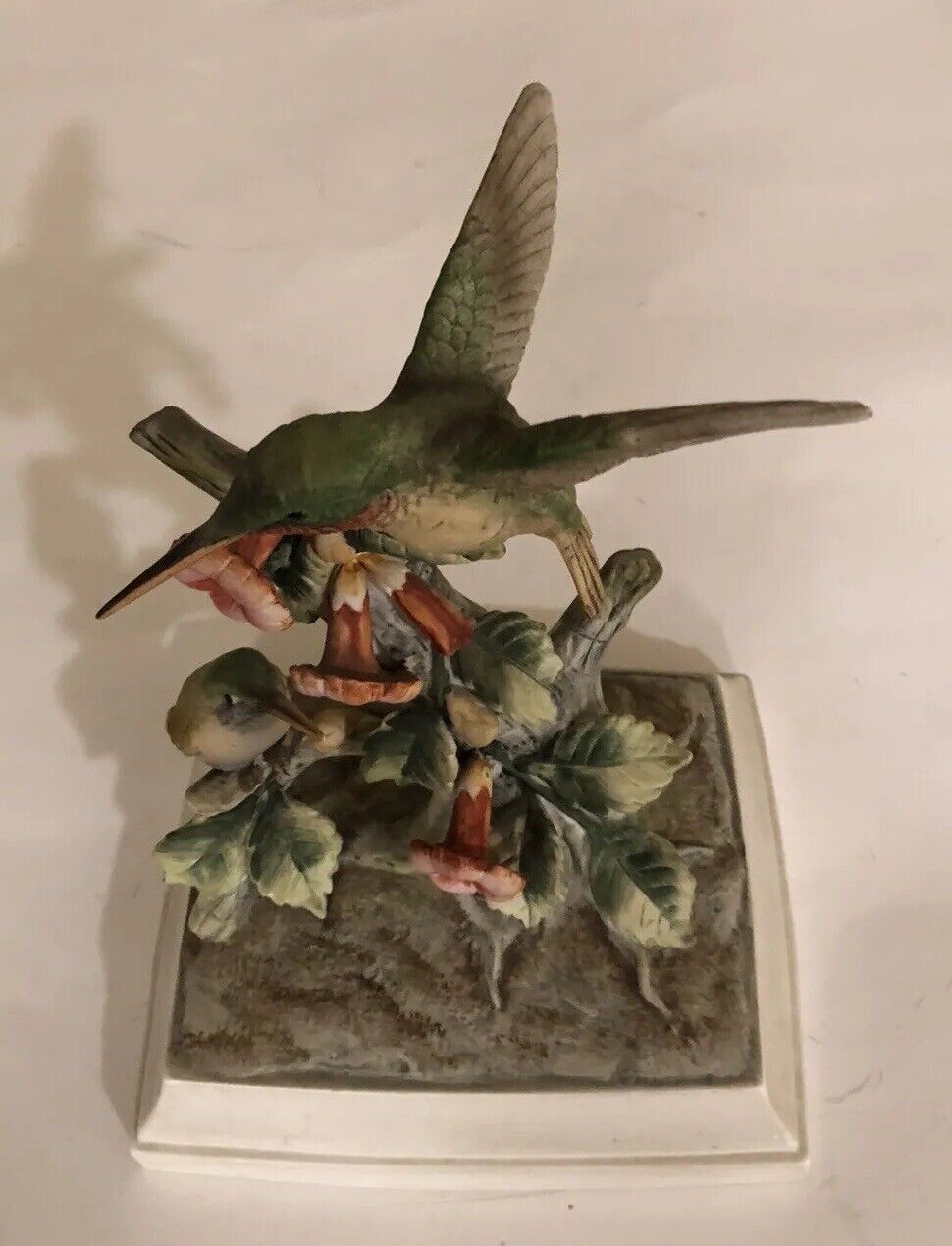 Ruby Throated Hummingbirds By Andrea Sadek Porcelain Figurine 3D 7.5
