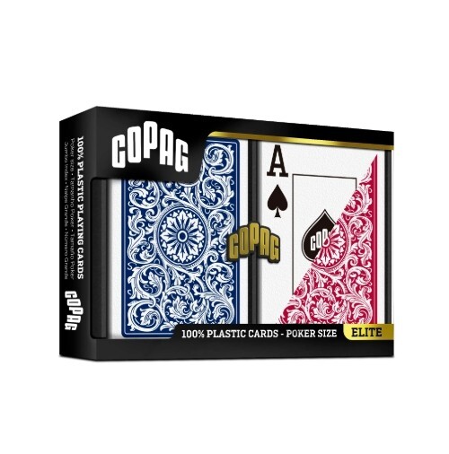 COPAG 1546 100% PLASTIC PLAYING CARDS - POKER SIZE JUMBO INDEX BLUE/RED