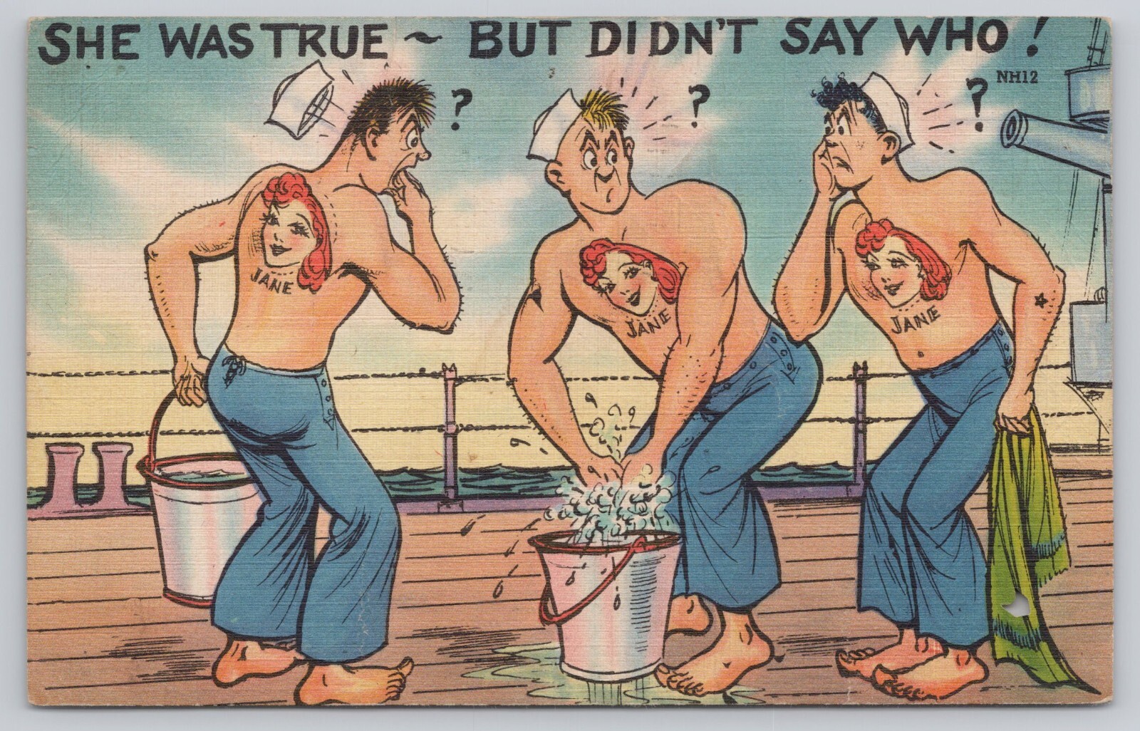 Vtg/Atq Post Card Navy Humor Cartoon c1945 L436