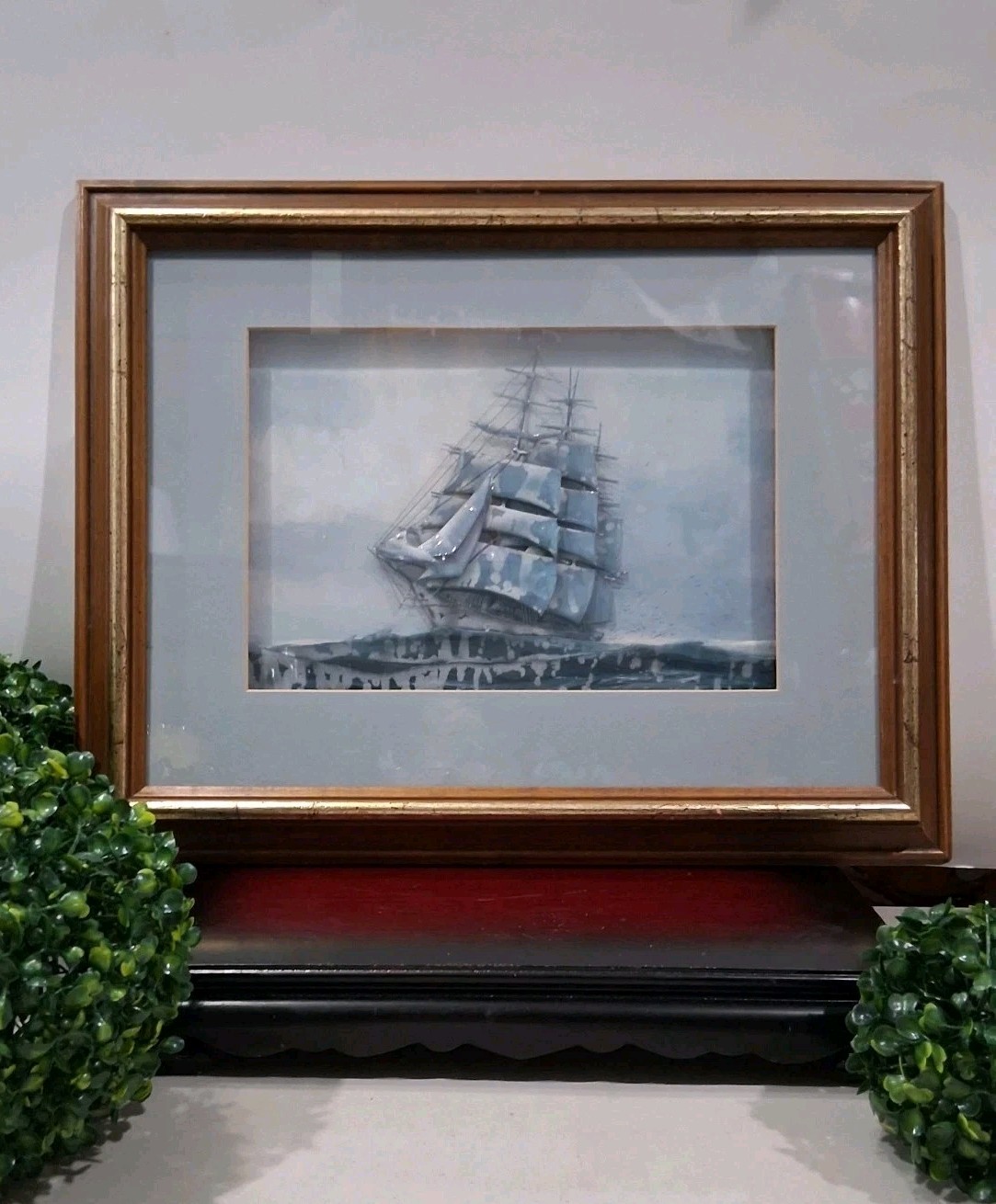 Vtg 3D Art Piece CLIPPER SHIP-\