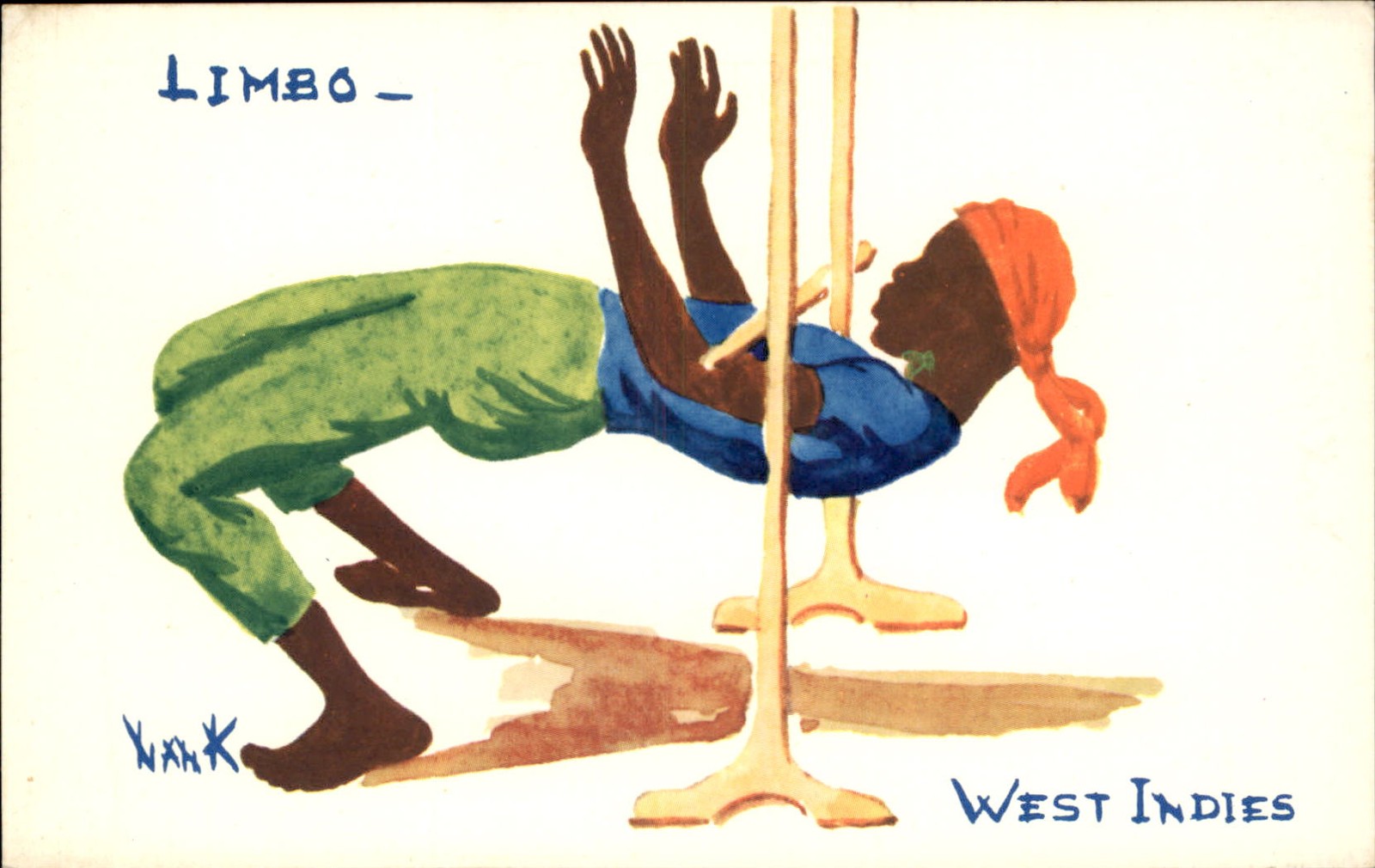 Limbo dancer Costumes & Cultures A Noxik c1950s-60s Vintage Postcard