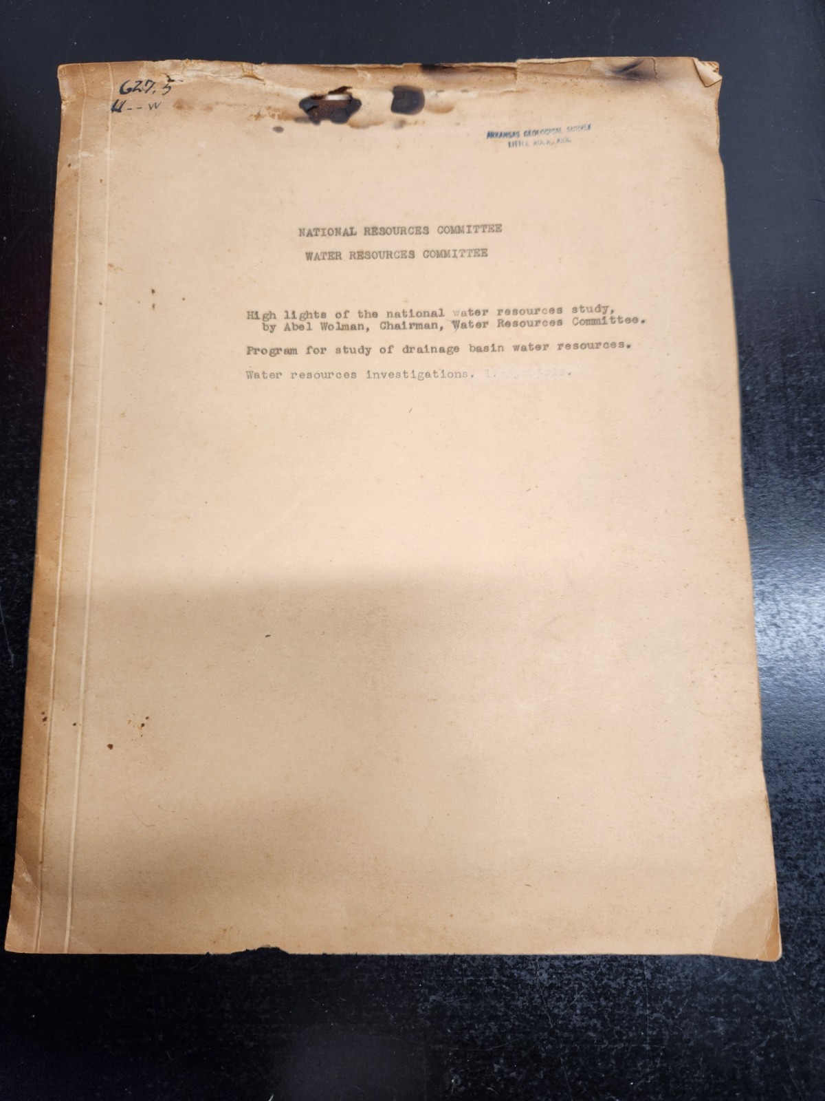 National Water Resources study of Water Drainage by Abel Wolman 1936 National Water Resources study of Water Drainage by Abel Wolman 1936