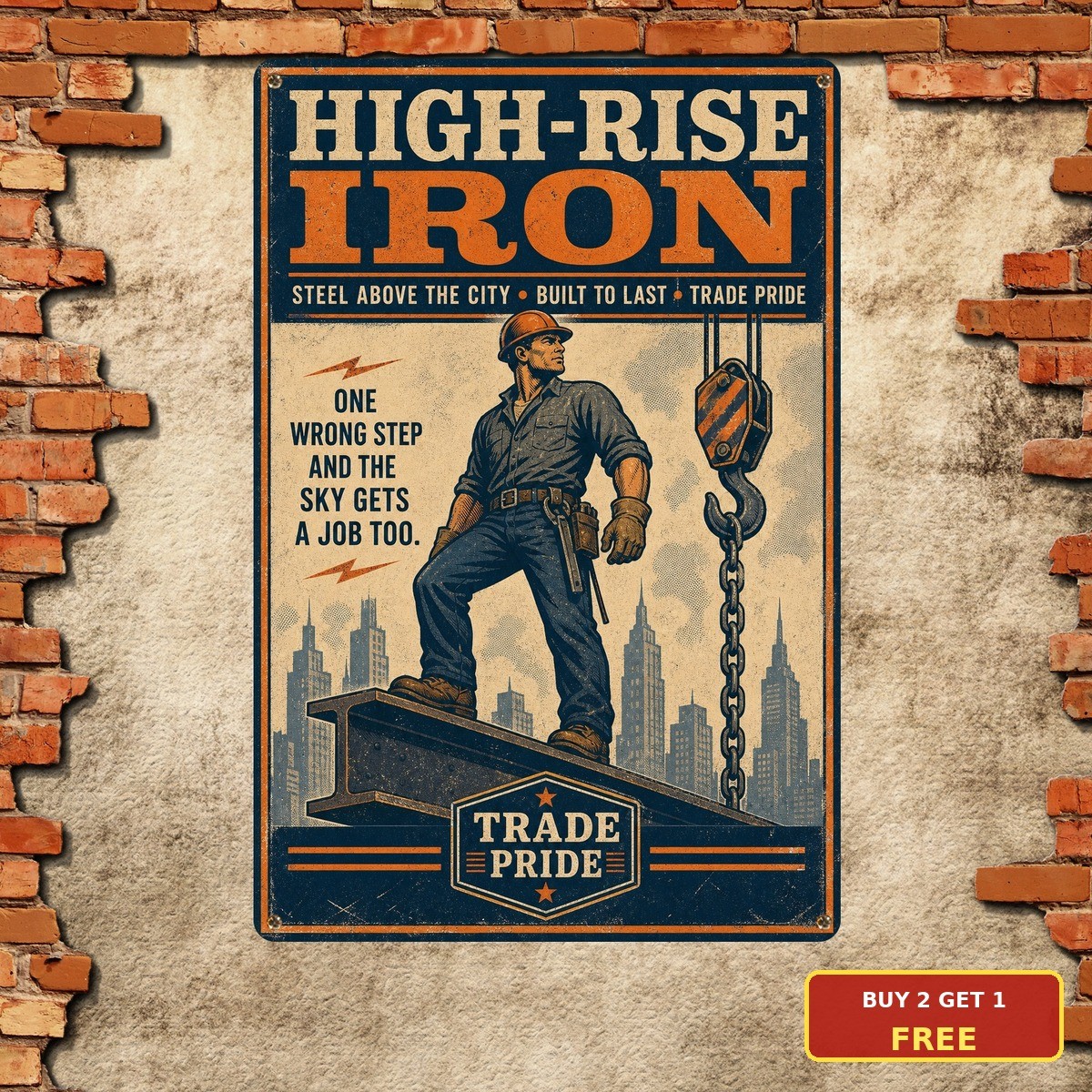 Ironworker Construction Metal Sign Heavy Industry Garage Wall Decor