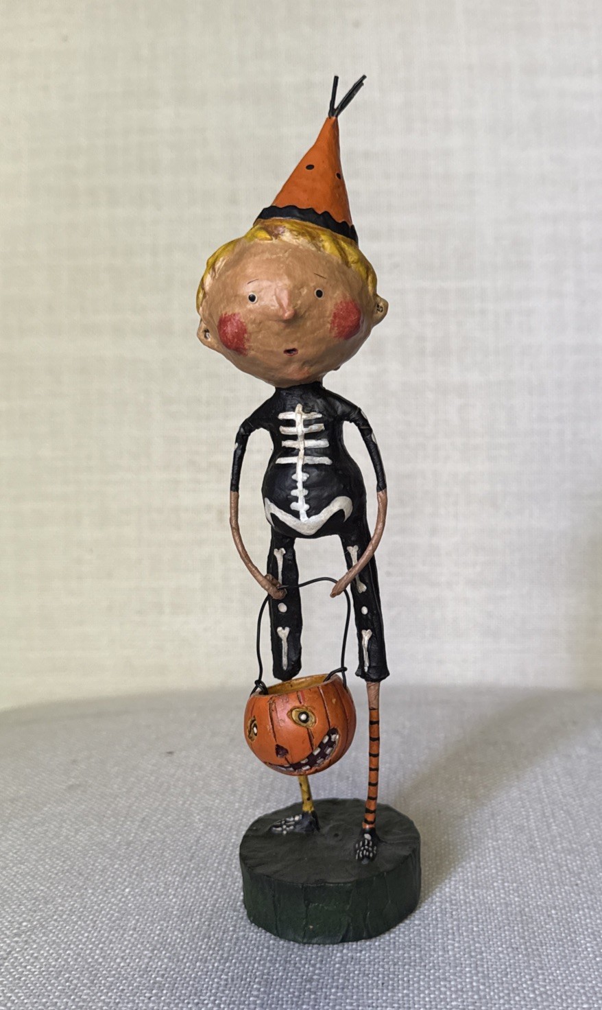 Vintage Lori Mitchell Skeleton Kid Trick Or Treat Halloween Figurine 8.5”