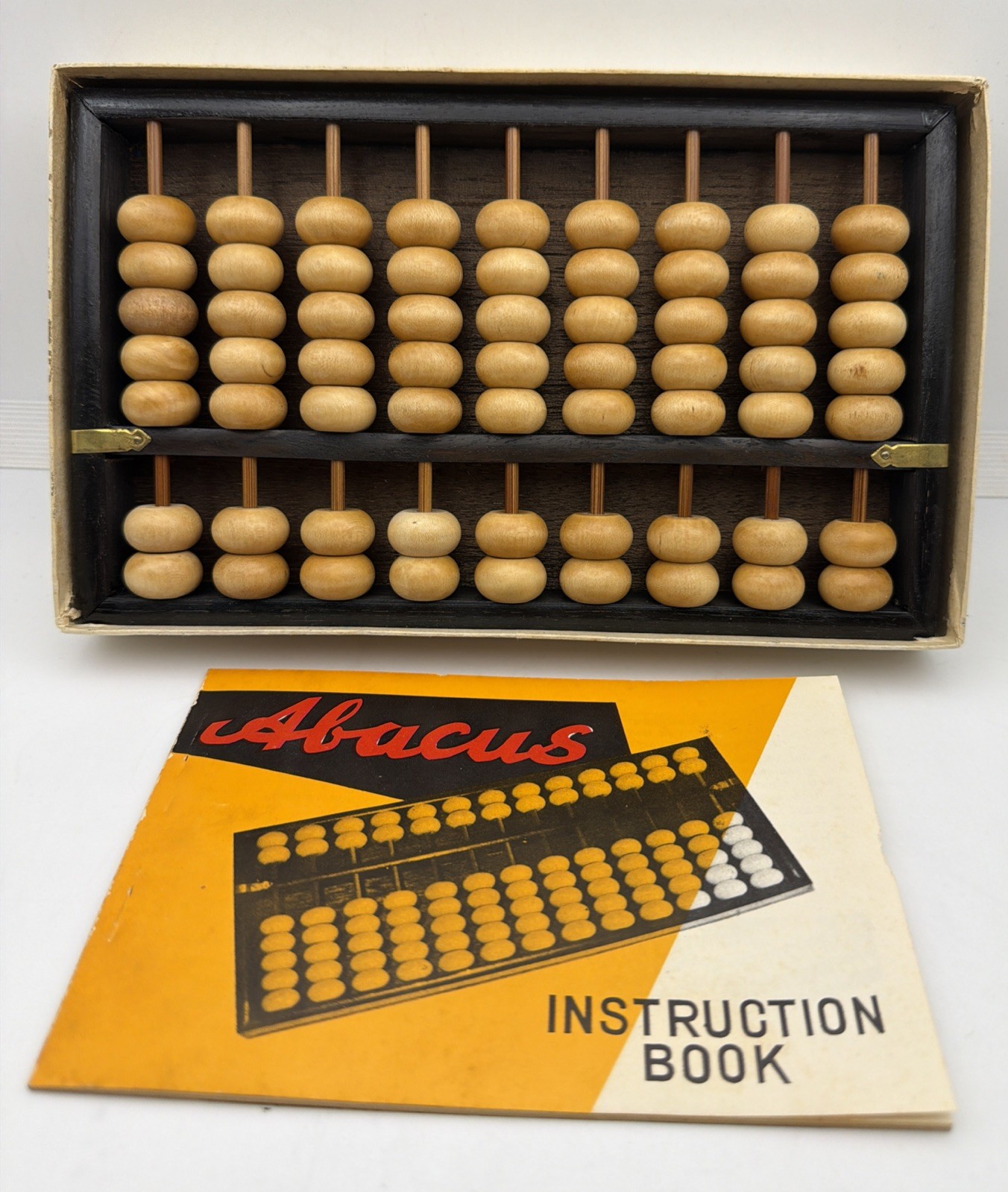 Vintage 1957 Fujimoto Japanese made Abacus w/ Instruction book & original box