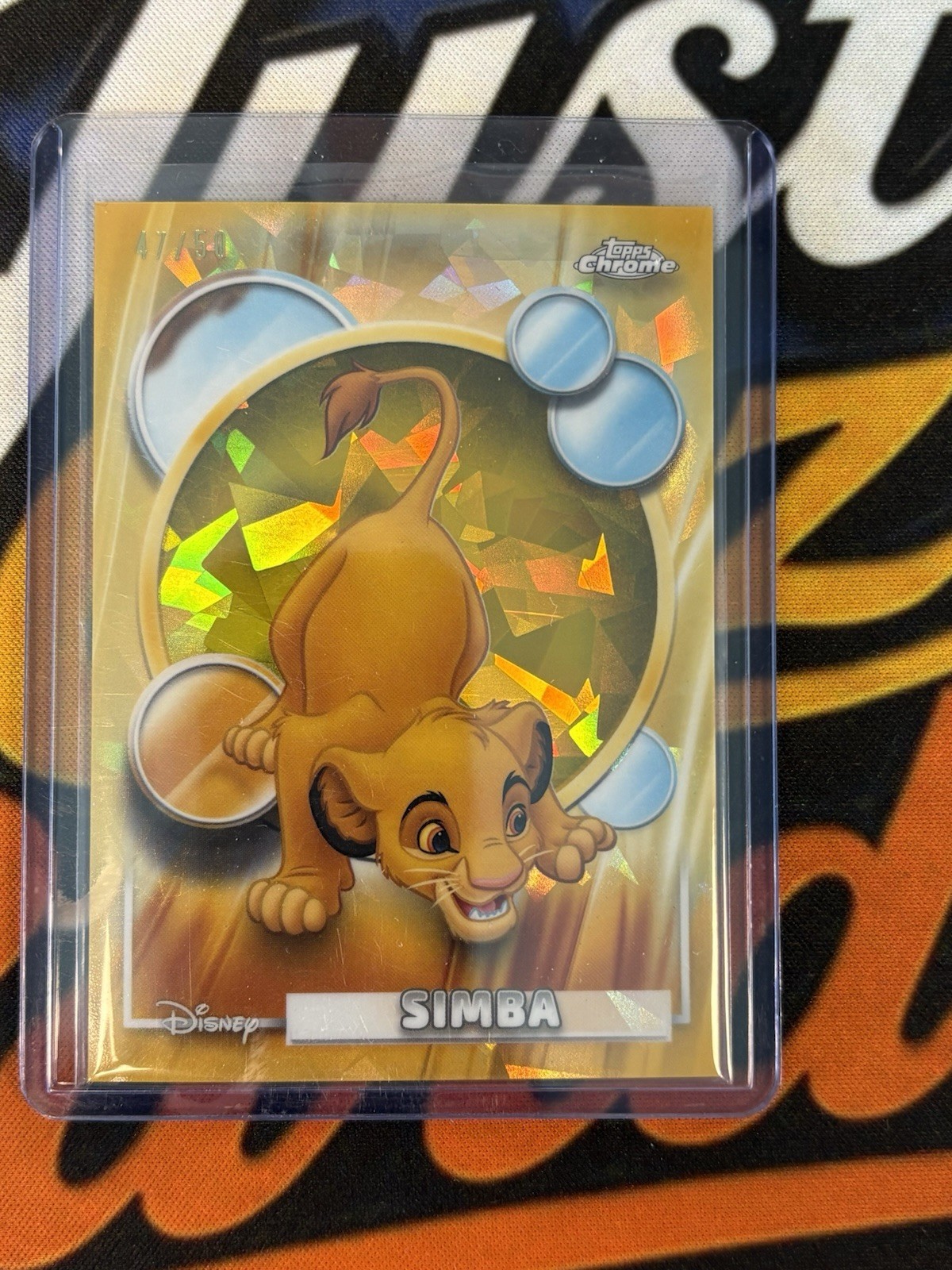 2026 Topps Chrome Disney Sapphire Simba #162 Gold Sapphire /50 Color Match