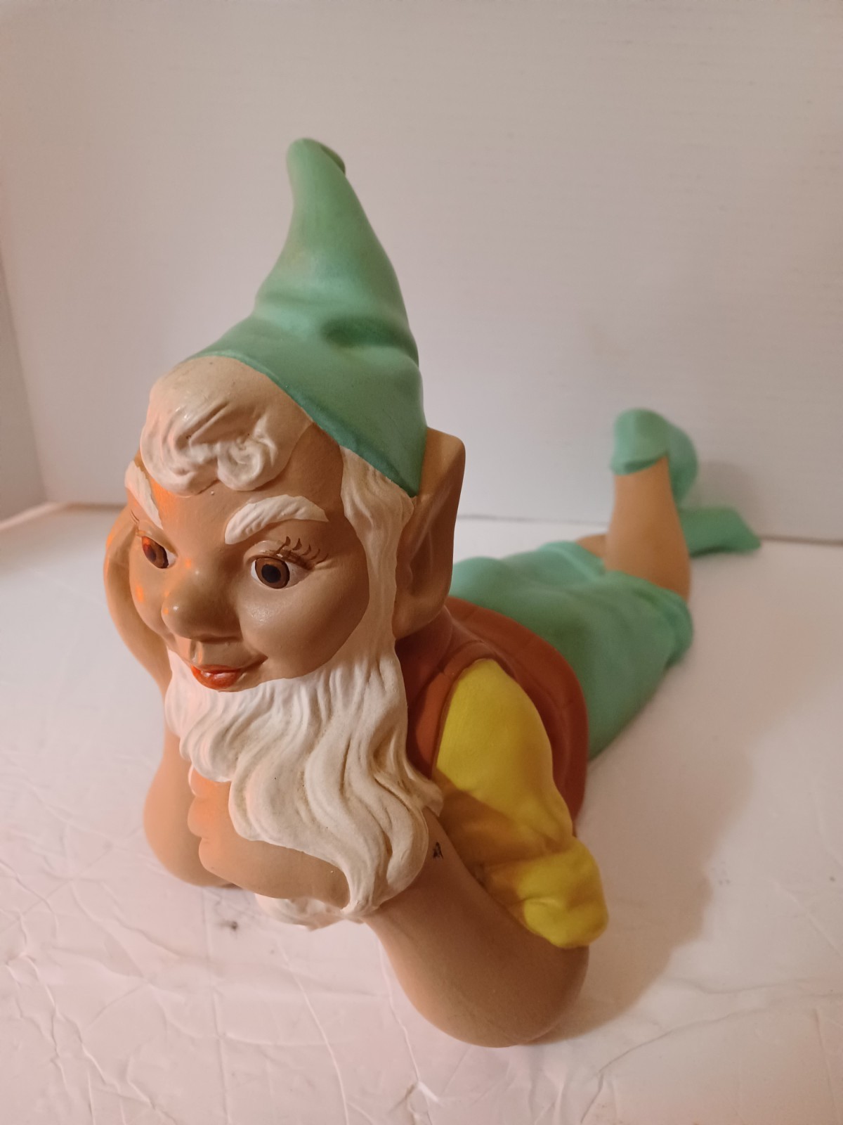 Vintage Gnome Hand Painted Ceramic Garden 1966 Fairy Elf Forest Dwarf Fabulous