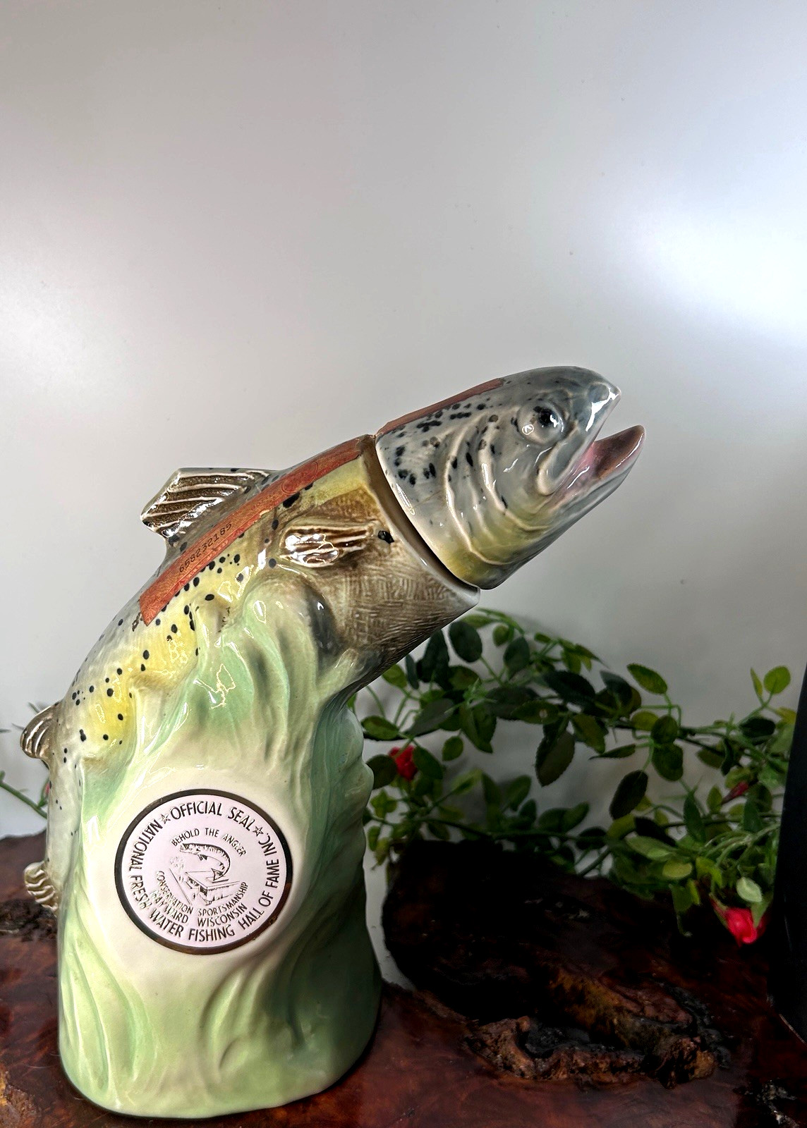 Vintage 1976 Jim Beam Trout Fish Decanter Wisconsin Fishing Hall Of Fame