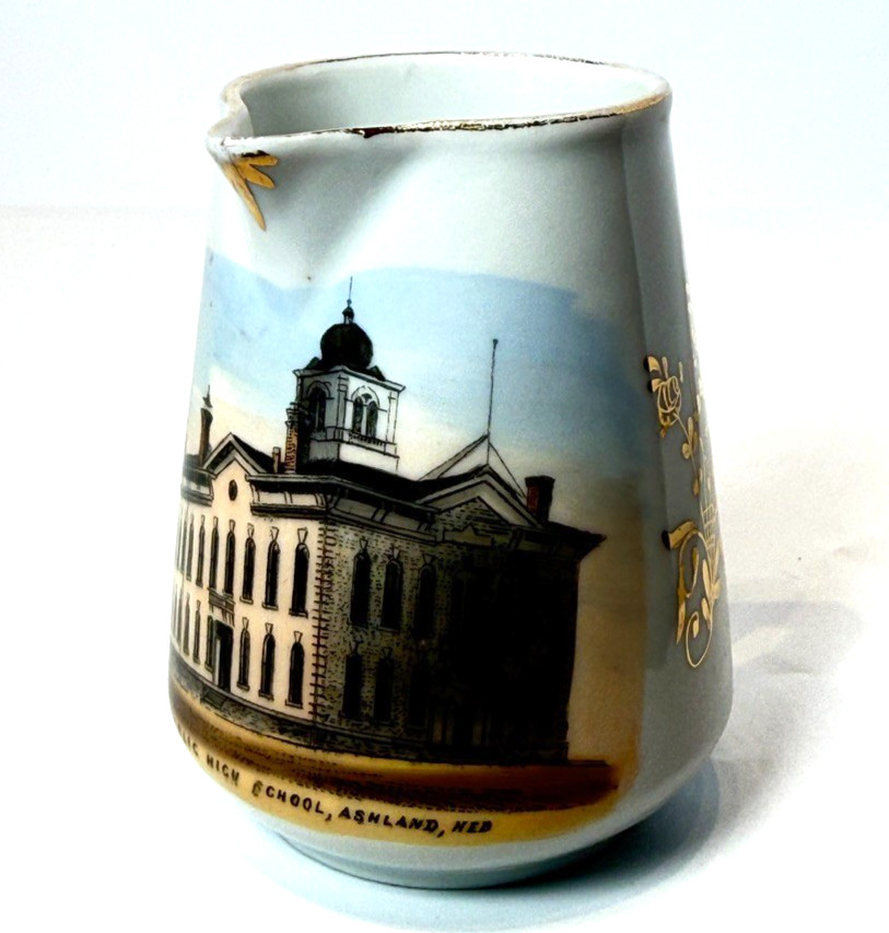 ASHLAND - HIGH SCHOOL - NEBRASKA NE Antique Souvenir China TRINKET CREAMER ASHLAND - HIGH SCHOOL - NEBRASKA NE Antique Souvenir China TRINKET CREAMER