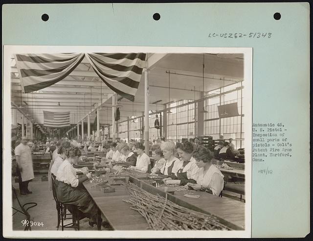 Hartford Connecticut Colt Plant 1914 1918 Women Inspecting Colt 45 Parts