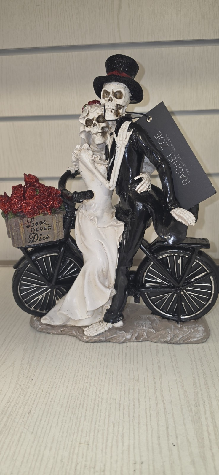 RACHEL ZOE Glitter Gothic Resin Skeleton Bride & Groom Bicycle \