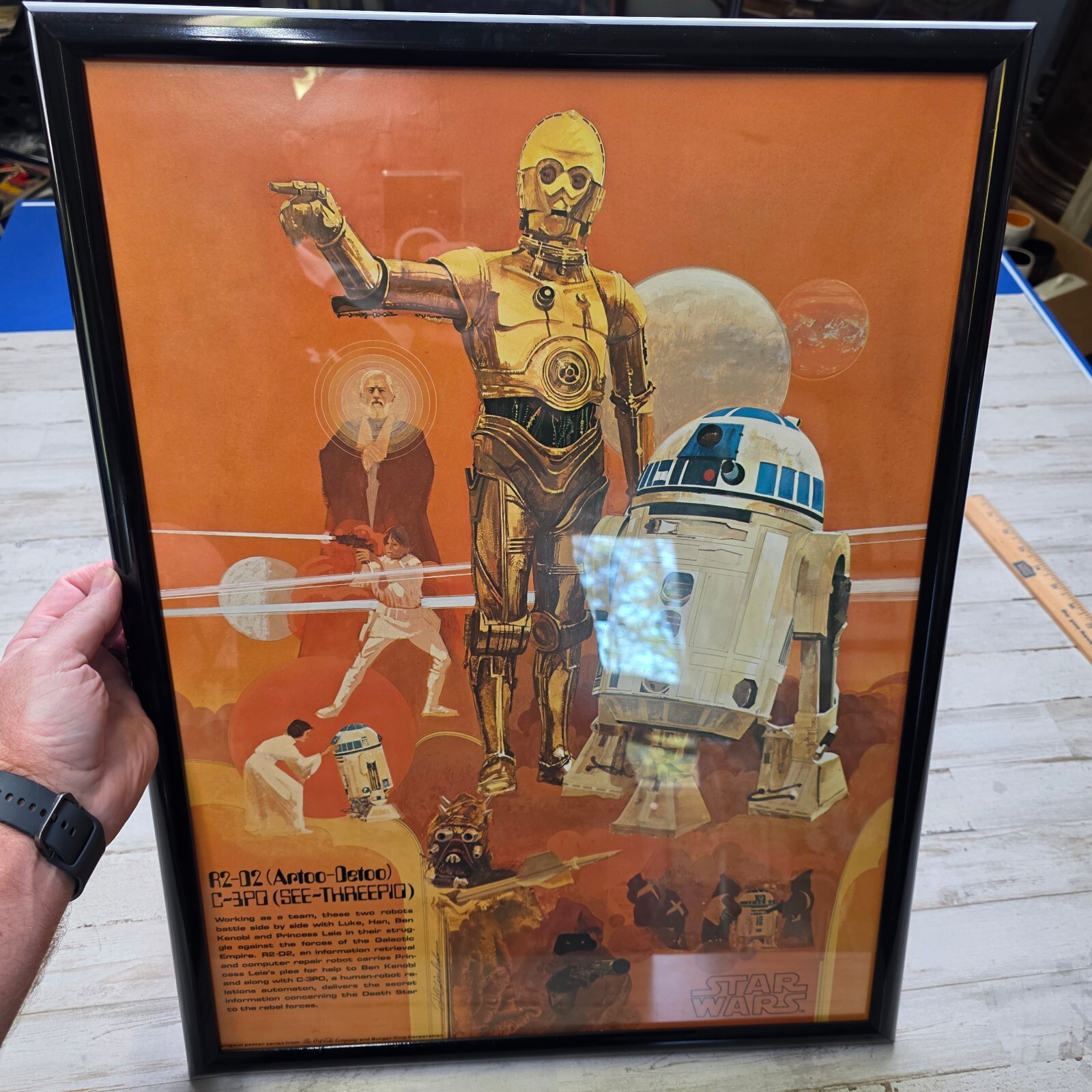 1977 Star Wars Burger King Coca-Cola R2-D2 C-3PO Poster Framed 24x18.5 1977 Star Wars Burger King Coca-Cola R2-D2 C-3PO Poster Framed 24x18.5