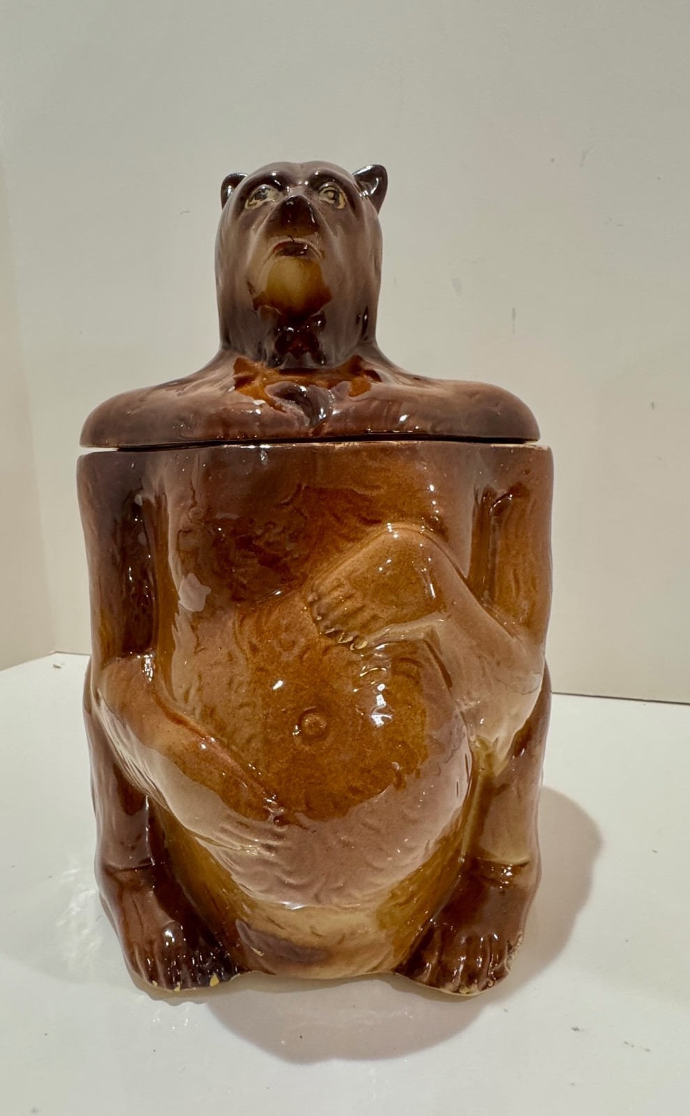 VTG F.A.P. & Co. Brown Bear Cookie Jar – Mid-Century Ceramic Kitchen Canister