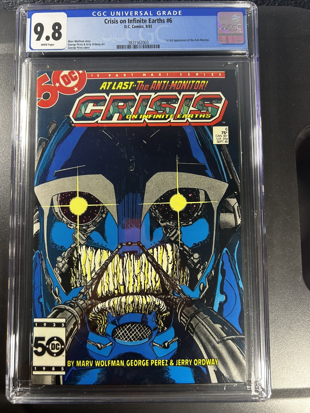 Crisis on Infinite Earths #6 CGC 9.8 first appearance of Anti-Monitor