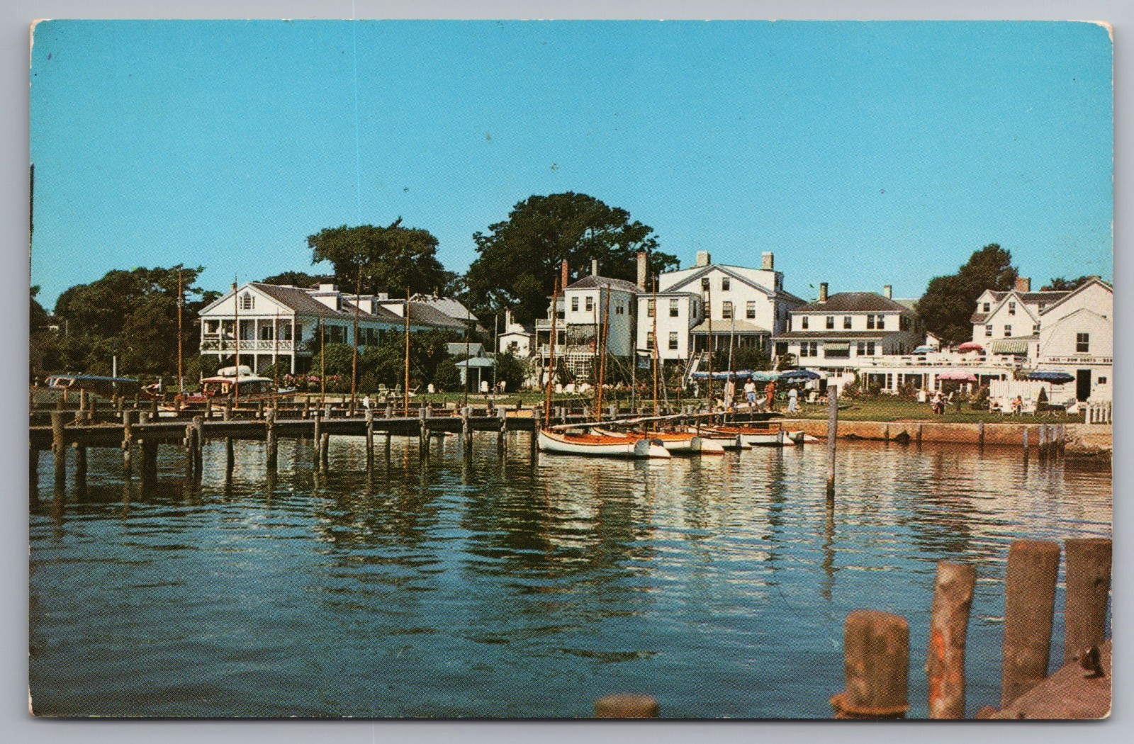 Waterfront Dock Boats Edgartown Massachusetts MA Unp Chrome Postcard