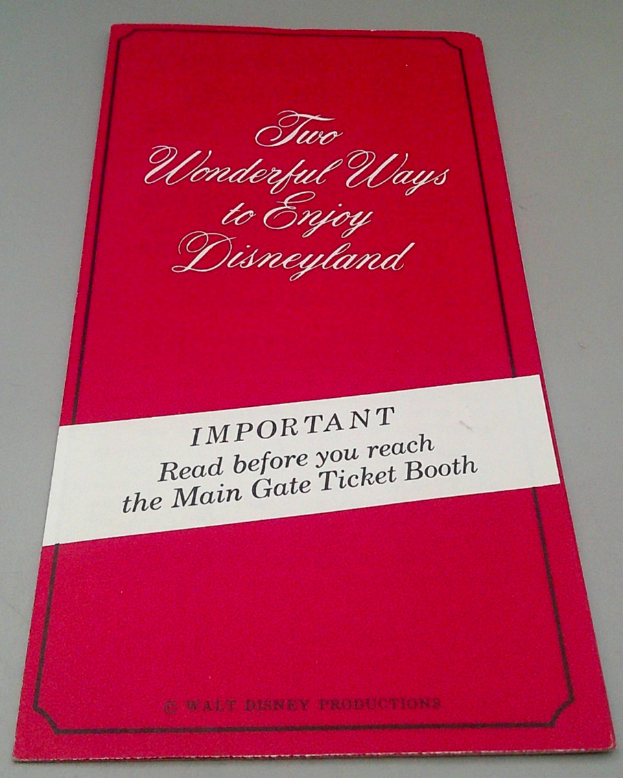 1960's Disneyland Park Two Wonderful Ways To Enjoy Brochure Ticket Book Prices