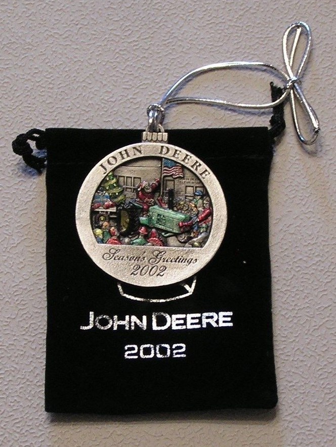 2002 John Deere Pewter Christmas Ornament - 7th in the series - NEW