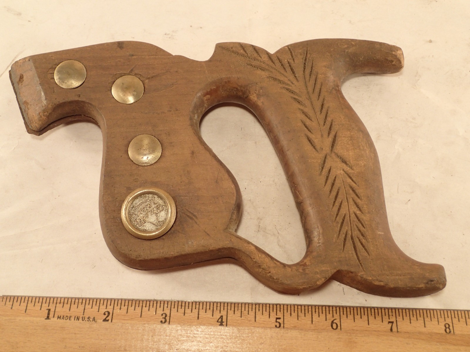 Old Handle with 4 Saw Nuts for a Vtge E. C. SIMMONS KEEN KUTTER No. K88 Hand Saw Old Handle with 4 Saw Nuts for a Vtge E. C. SIMMONS KEEN KUTTER No. K88 Hand Saw