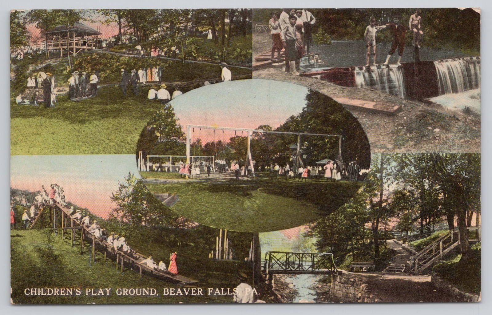 Postcard Children's Play Ground Beaver Falls Pennsylvania Multi-view ca.1916