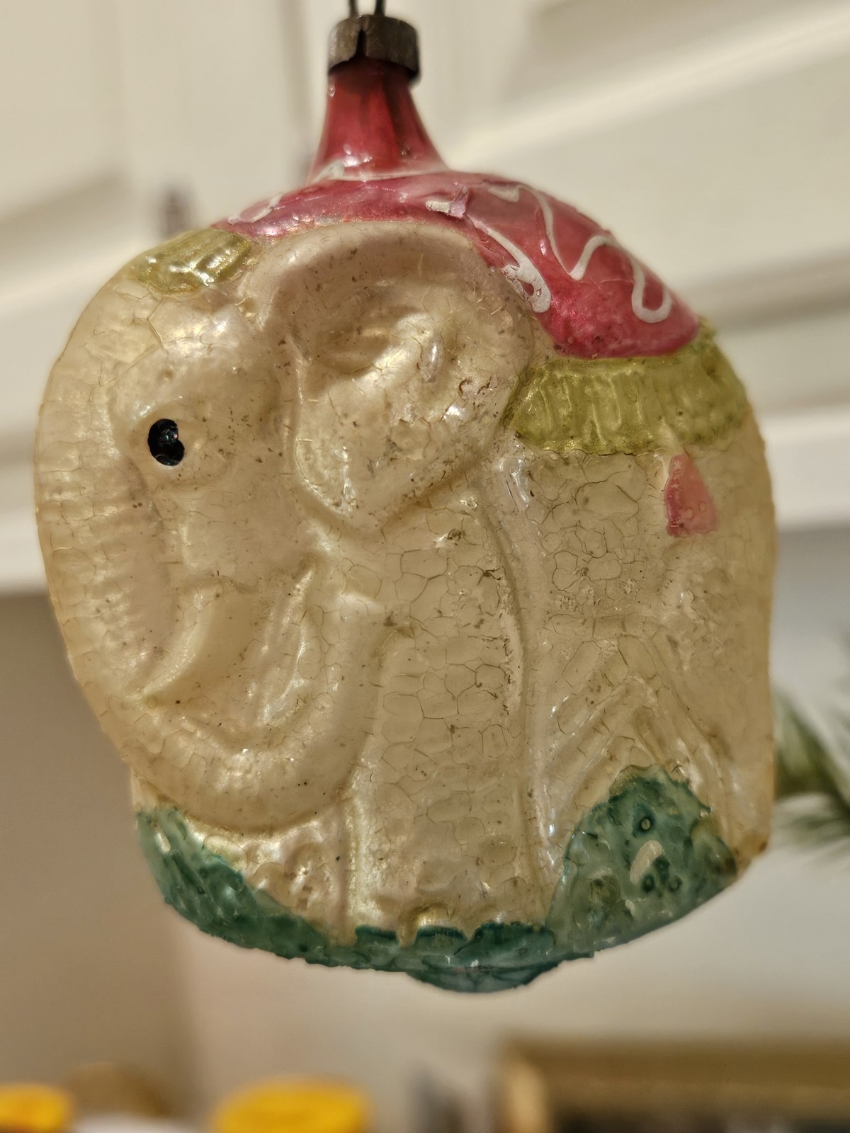 Antique Glass Circus Elephant ornament 