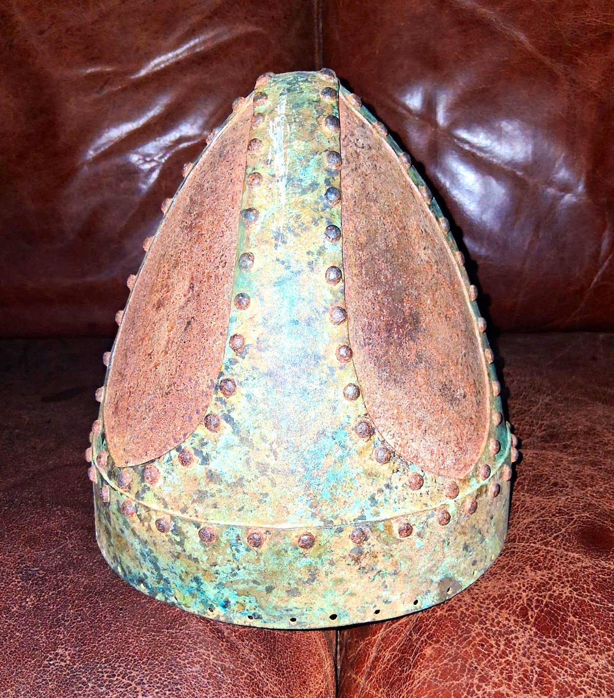 Medieval Bronze Helmet Excellent Patina Victorian Era Reproduction.