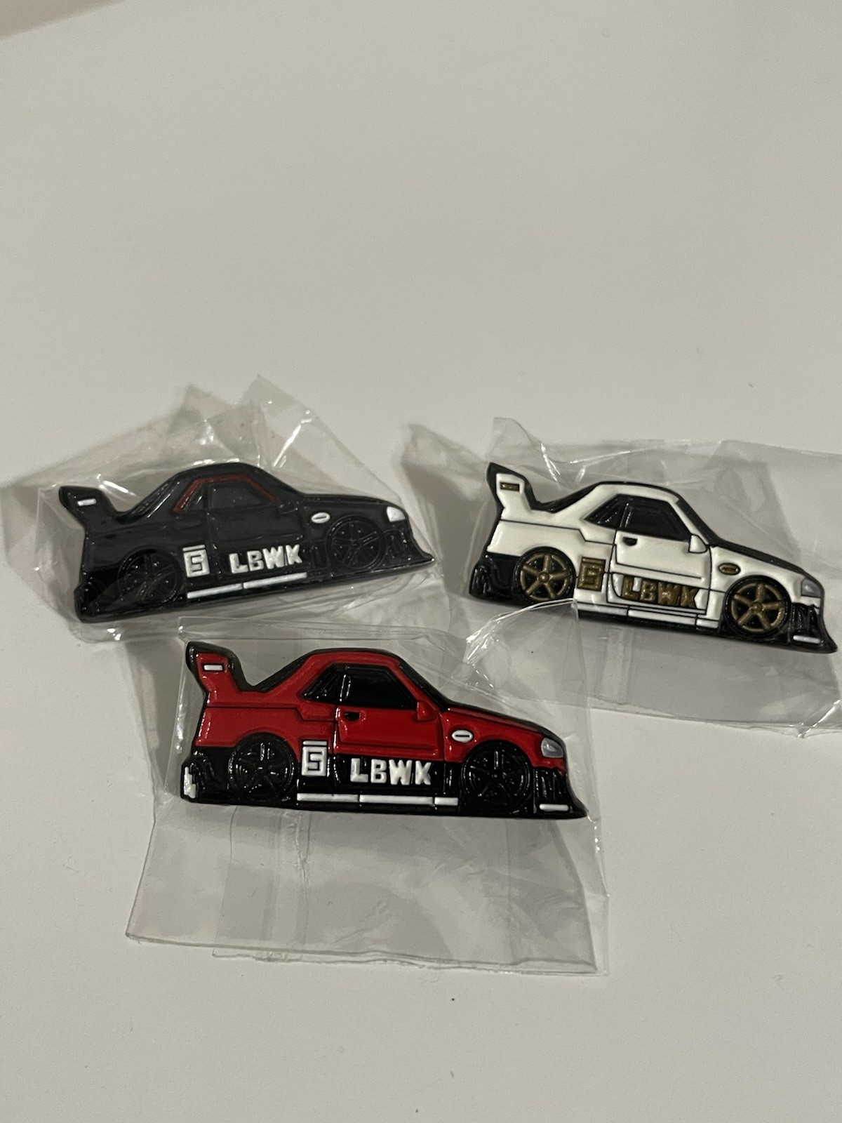 Liberty Walk LBWK Nissan Skyline R34 Silhouette Metal Pins Black White Red