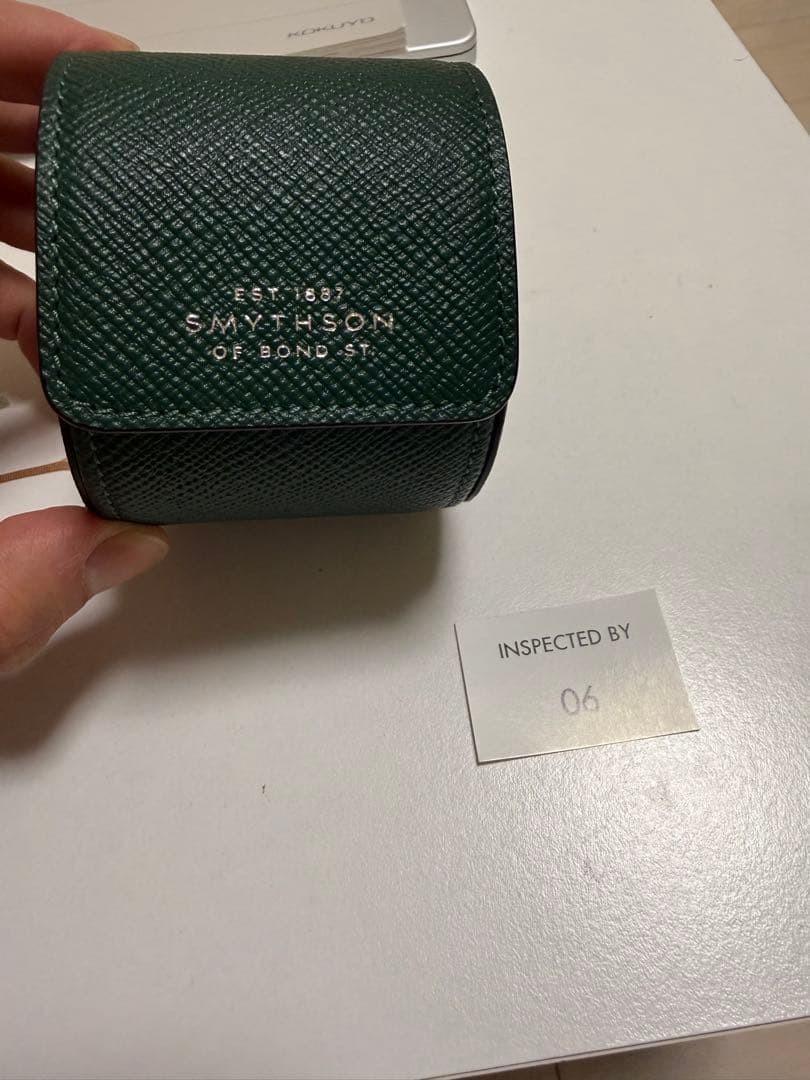 Smythson Green Leather Watch Case Portable Travel Vintage Condition