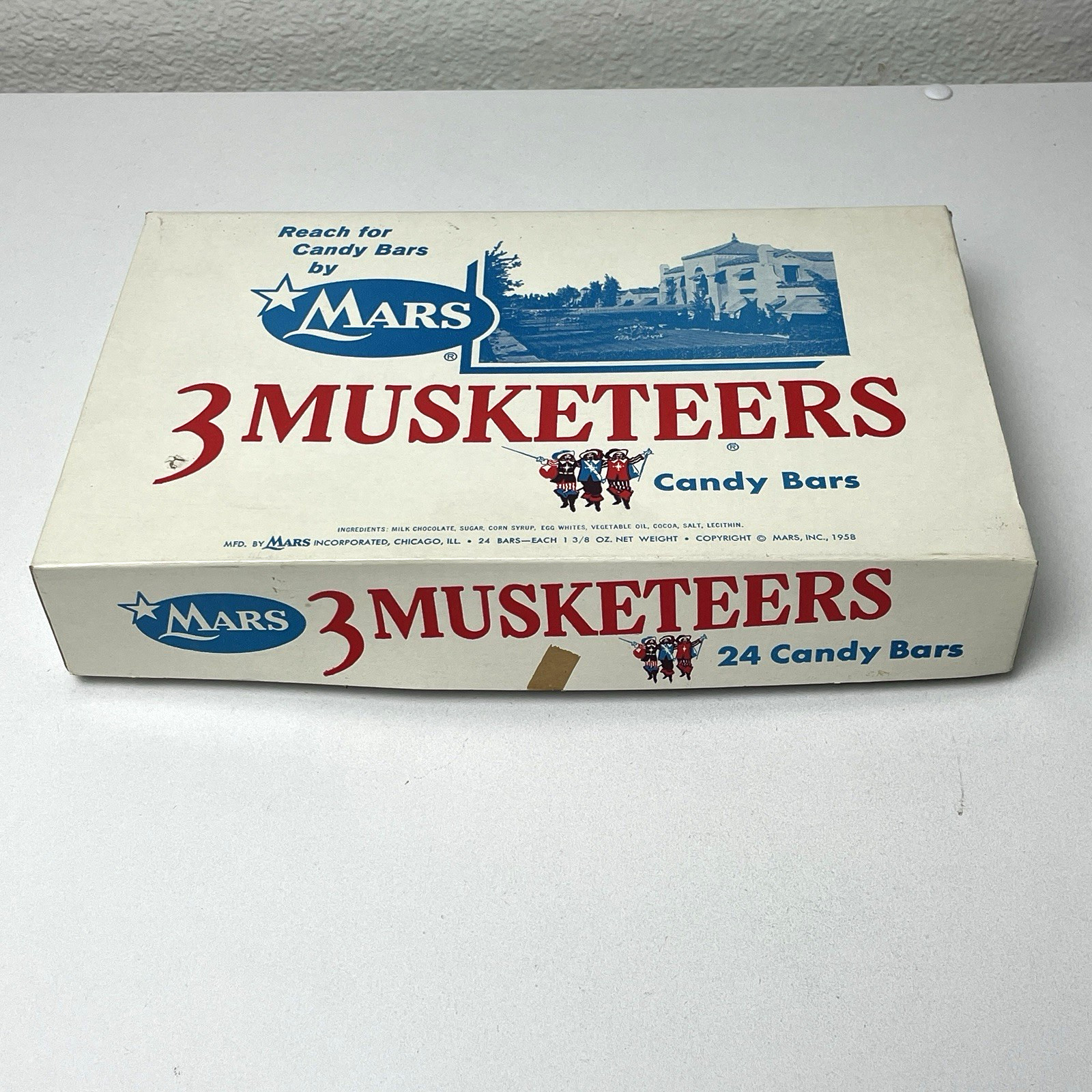 Vintage 1958 Mars 3 Musketeers Candy Bar Display Box 24 Count Advertising Vintage 1958 Mars 3 Musketeers Candy Bar Display Box 24 Count Advertising