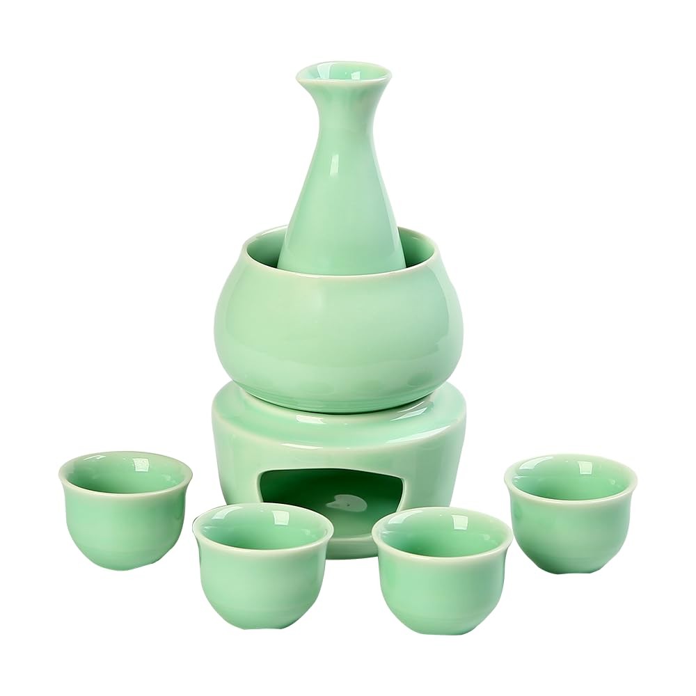 7 Pieces Sake Set With Warmer Japanese Saki Cup Set Traditional Service
