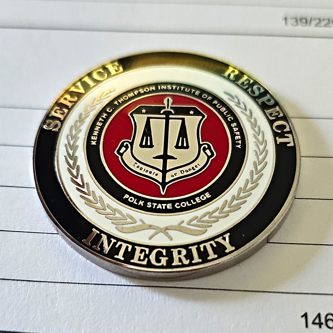 Polk State College Challenge Coin Service Respect Integrity Excellence