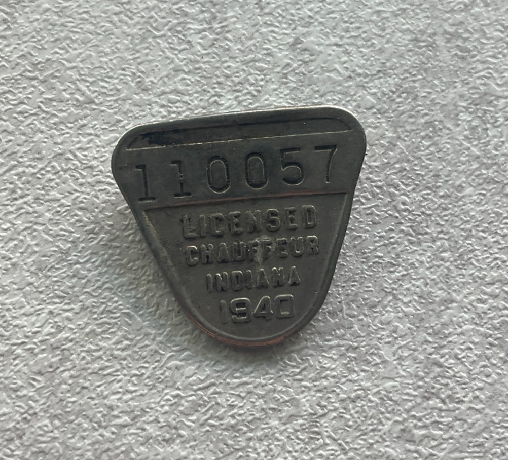 1940 Indiana Licensed Chauffeur Badge L2
