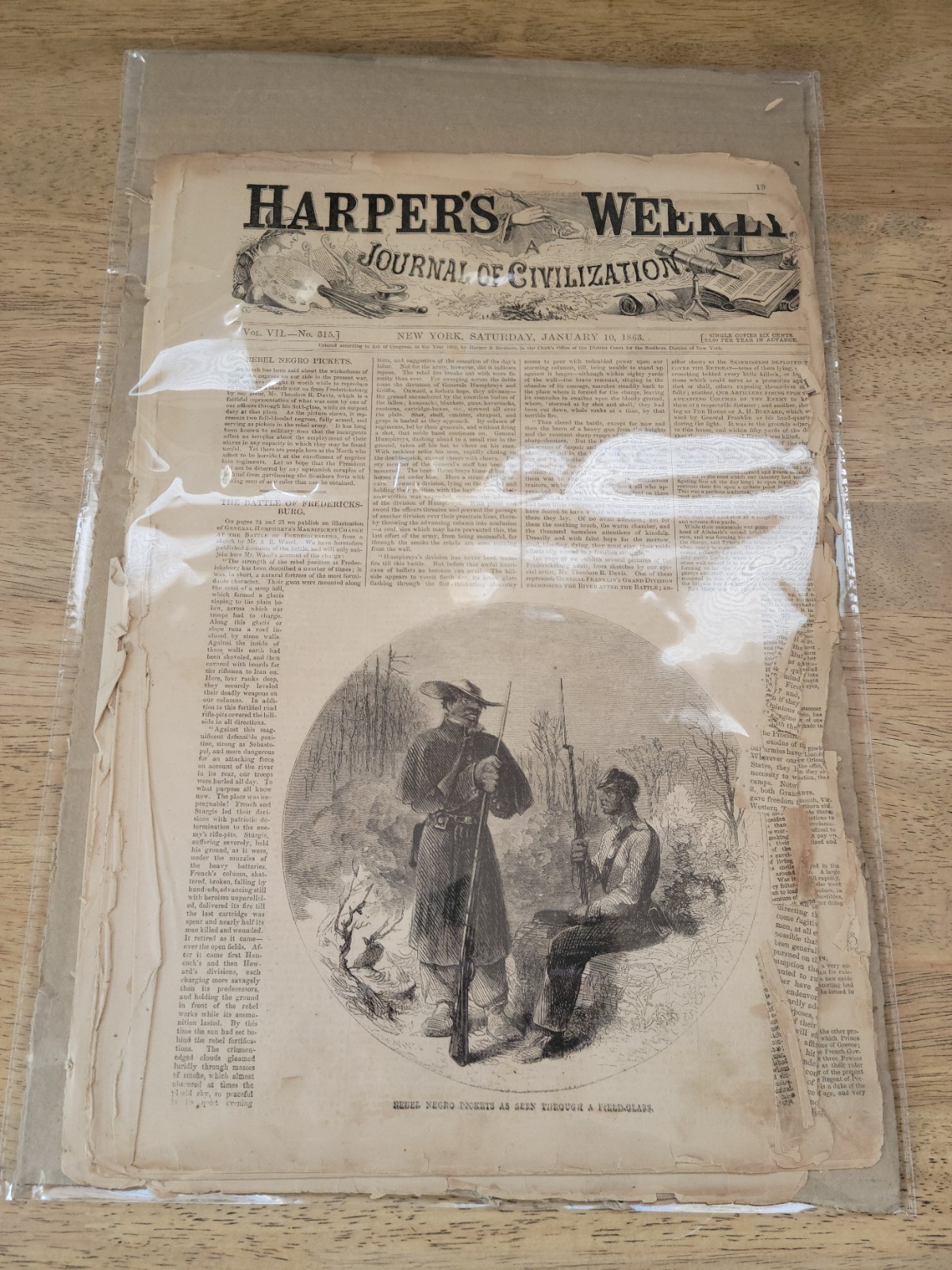 1863 Harper’s Weekly AUTHENTIC JAN 10 Issue COMPLETE Civil War Fredericksburg