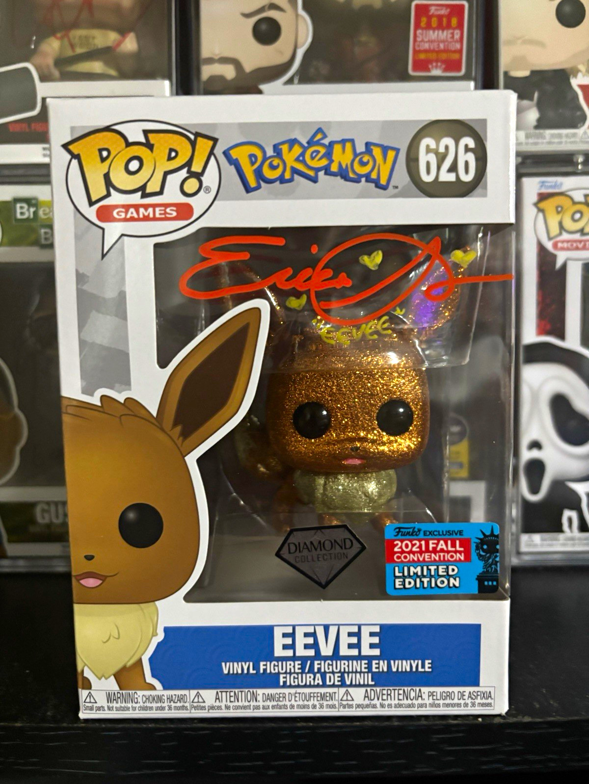 Funko Pop Games Pokémon Eevee #626 Diamond 2021 Exclusive Signed