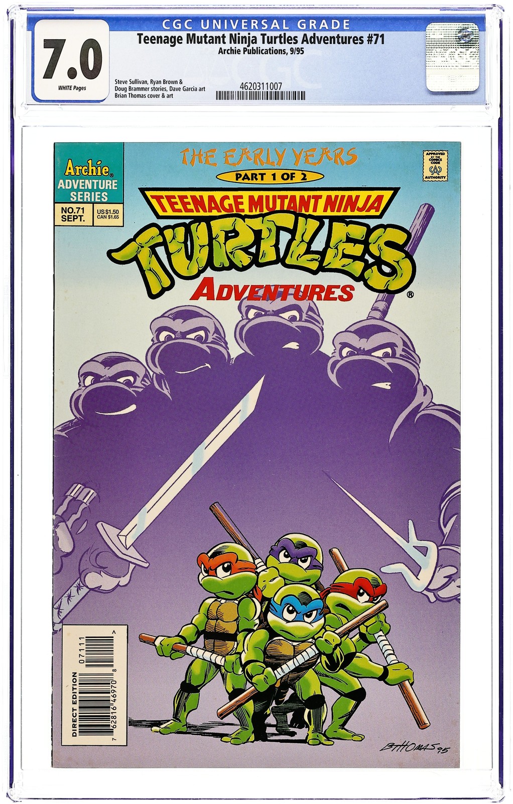 Teenage Mutant Ninja Turtles Adventures #71D CGC 7.0 1995 4620311007
