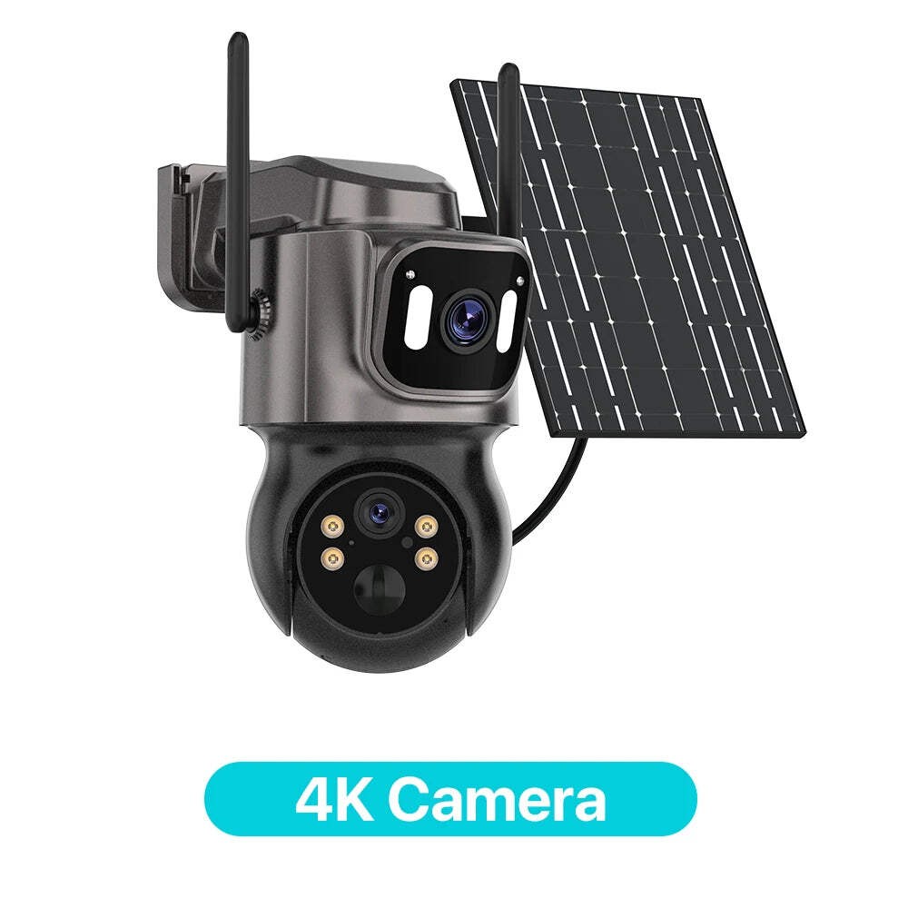 4K 8MP Wireless Solar Camera Outdoor WiFi PTZ Camera Built-in Battery 4MP PIR De
