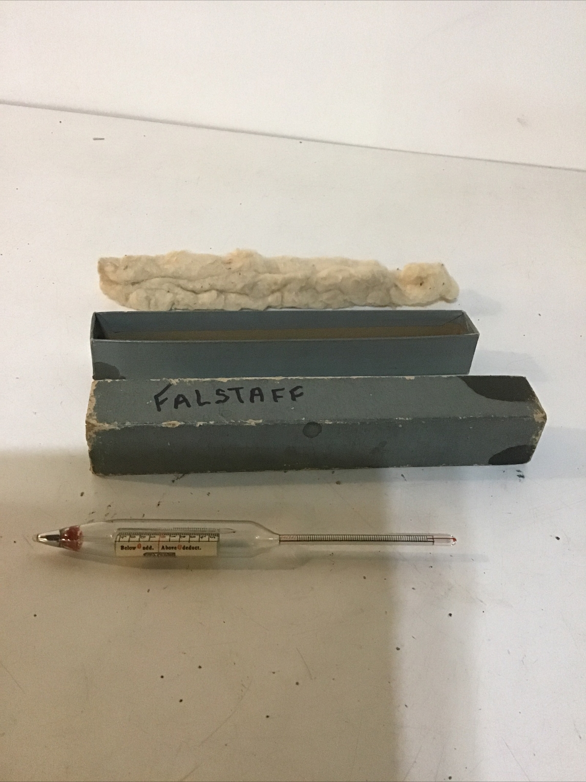Vintage C.J. Tagliabue Mfg Co. Alcohol Hydrometer Falstaff? Old New Stock 6.75”