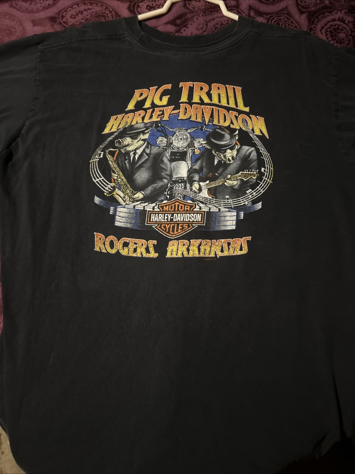 Vintage 2008 Harley Davidson Shirt XL Pig Trail Rogers Arkansas Blues Bro Hogs