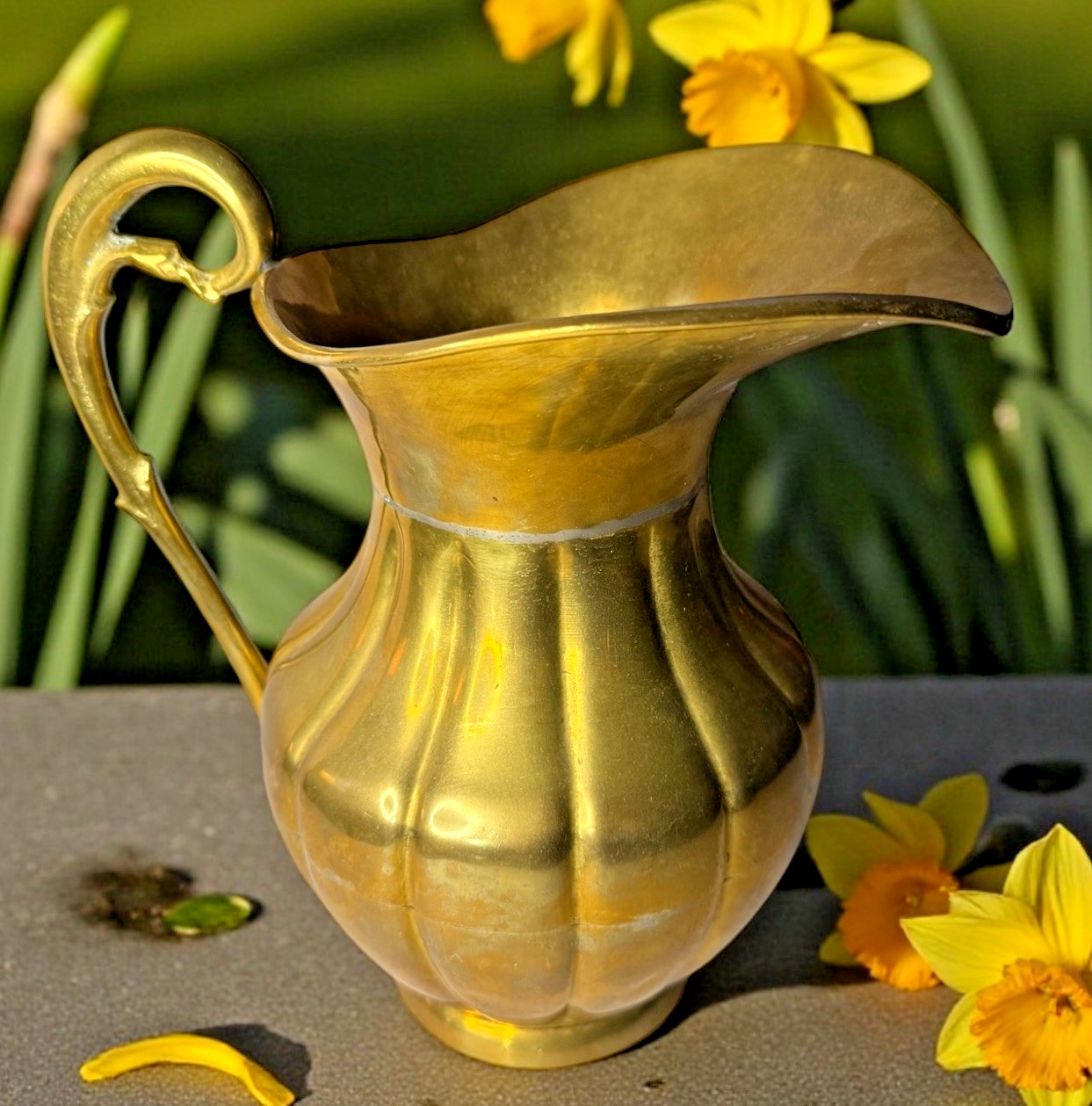Vintage Handcrafted Solid Brass Pitcher, 8\