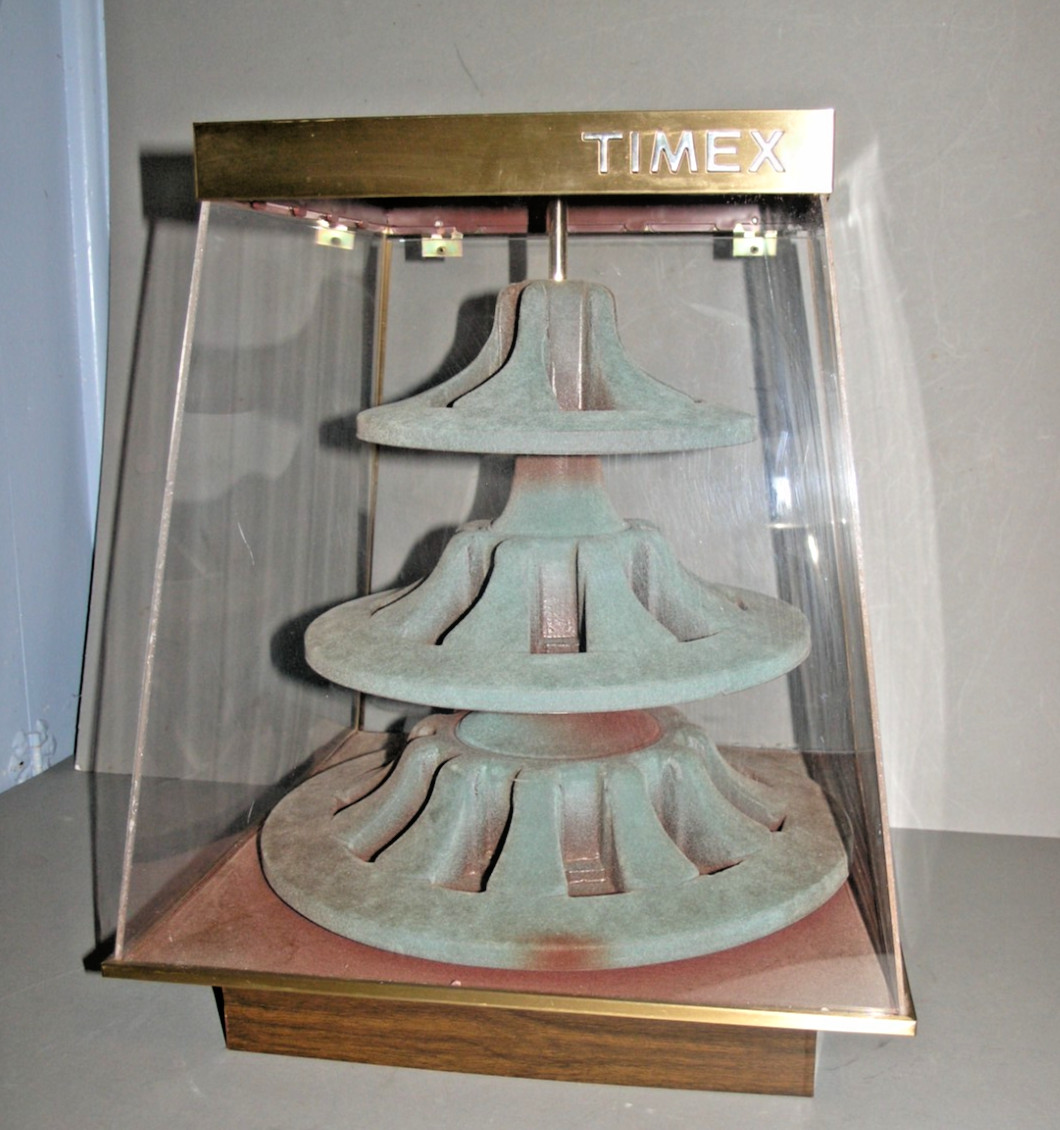 Vintage Timex Watch Counter Top Rotating  Store Display Case