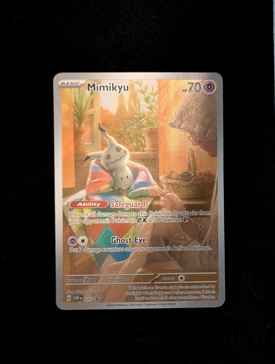 Pokémon TCG Mimikyu SVP 075 Black Star Promo Full Art English Near Mint Pokémon TCG Mimikyu SVP 075 Black Star Promo Full Art English Near Mint
