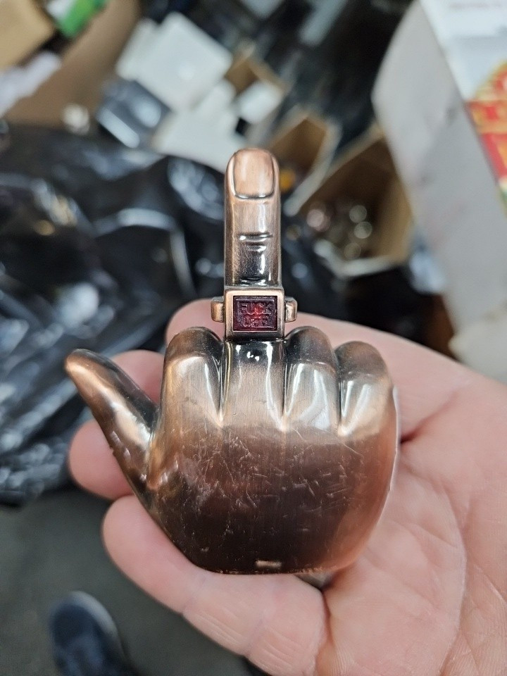 Bronze Talking Middle Finger Butane Jet Torch Lighter Saying F*** You LOT OF 12