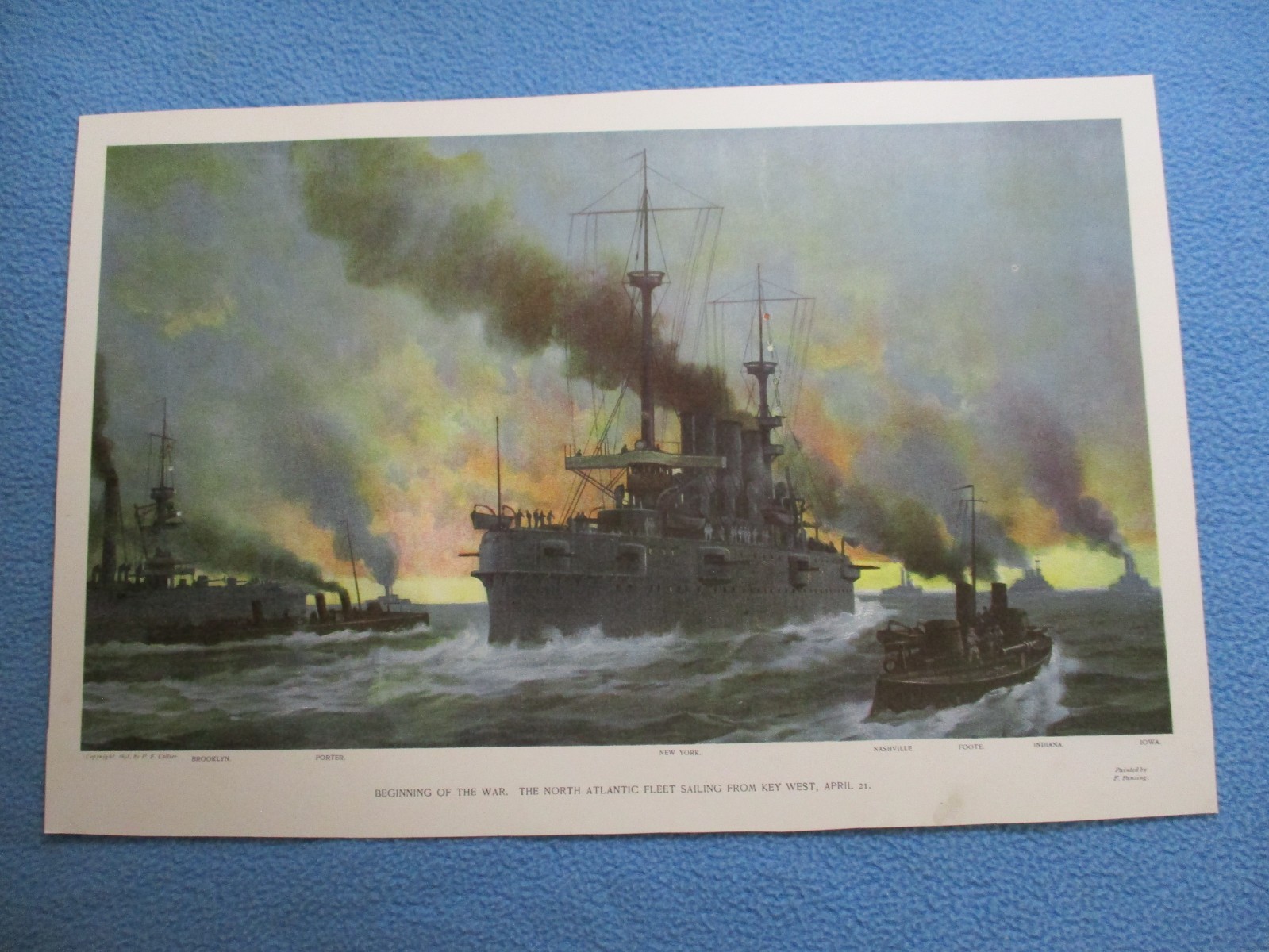 1898 Spanish American War Print - Beginning Of War, U.S. Navy, North Atlantic