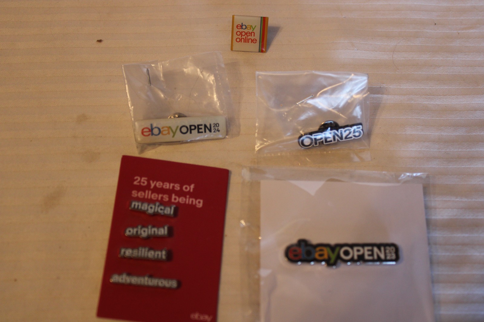 Lot of 5, eBay Open 2020, 2021, 2023, 2024, 2025 Pins Seller Logo Sealed Lot of 5, eBay Open 2020, 2021, 2023, 2024, 2025 Pins Seller Logo Sealed