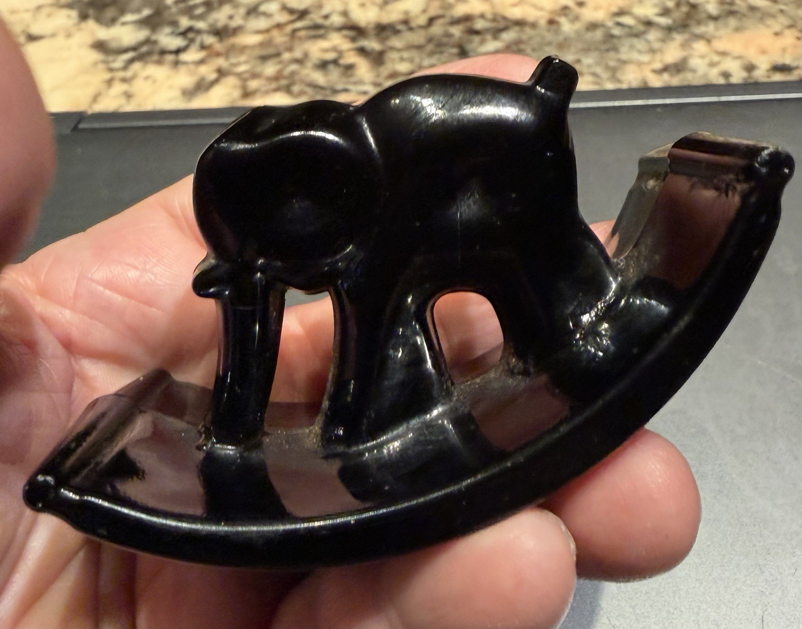 vintage  1930\'S ANTIQUE HOUZE BLACK GLASS ELEPHANT INK BLOTTER