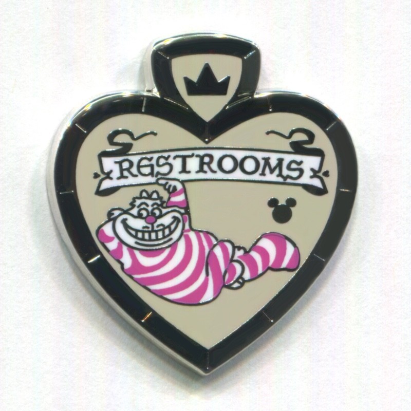 Disney Pin Cheshire Cat Restrooms Hidden Mickey Bathroom Signs COMPLETER Pin
