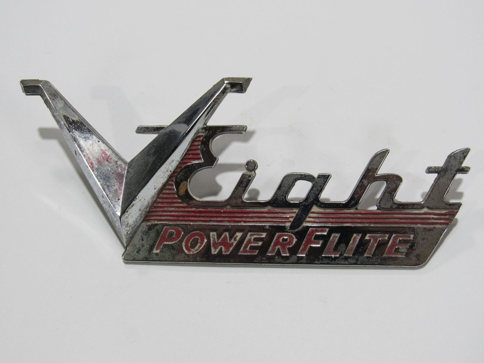 VTG RARE 1953-54 Dodge V Eight Powerflite Trunk Emblem Badge V8 Care Metal Mopar VTG RARE 1953-54 Dodge V Eight Powerflite Trunk Emblem Badge V8 Care Metal Mopar