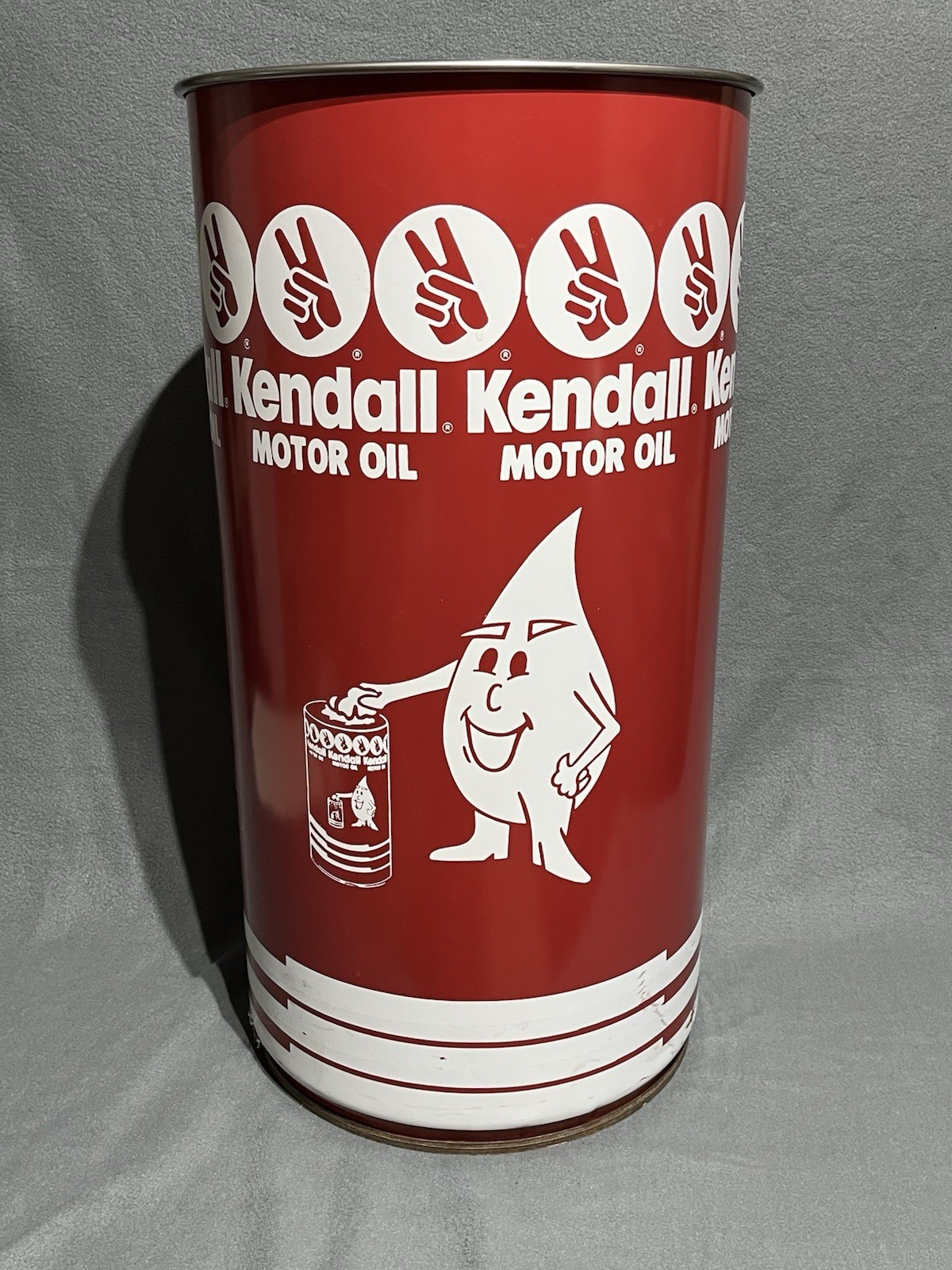 Kendall Motor Oil Barrel Drum Garbage Can 27” Sign Gas Station Auto Shop CLEAN