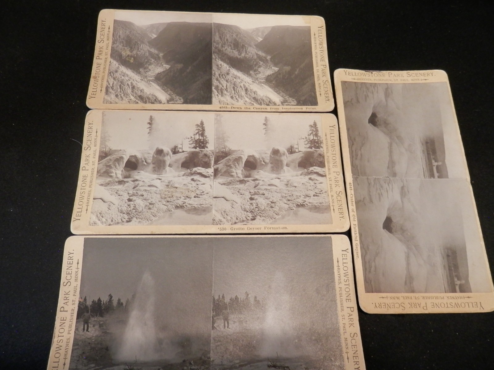 Yellowstone National Park Set 4 Stereoview Stereoscope cards